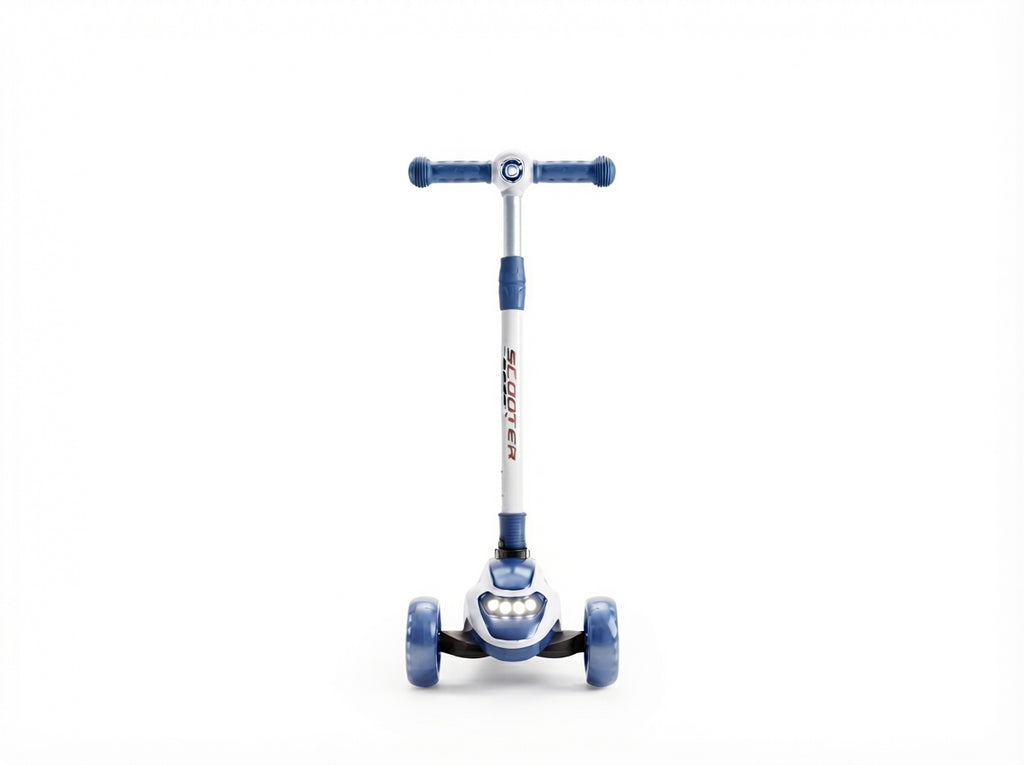 Kids 3-Wheel Kick Scooter with Built-In LED Headlights – Adjustable Height, Stable Lean-to-Steer Toy