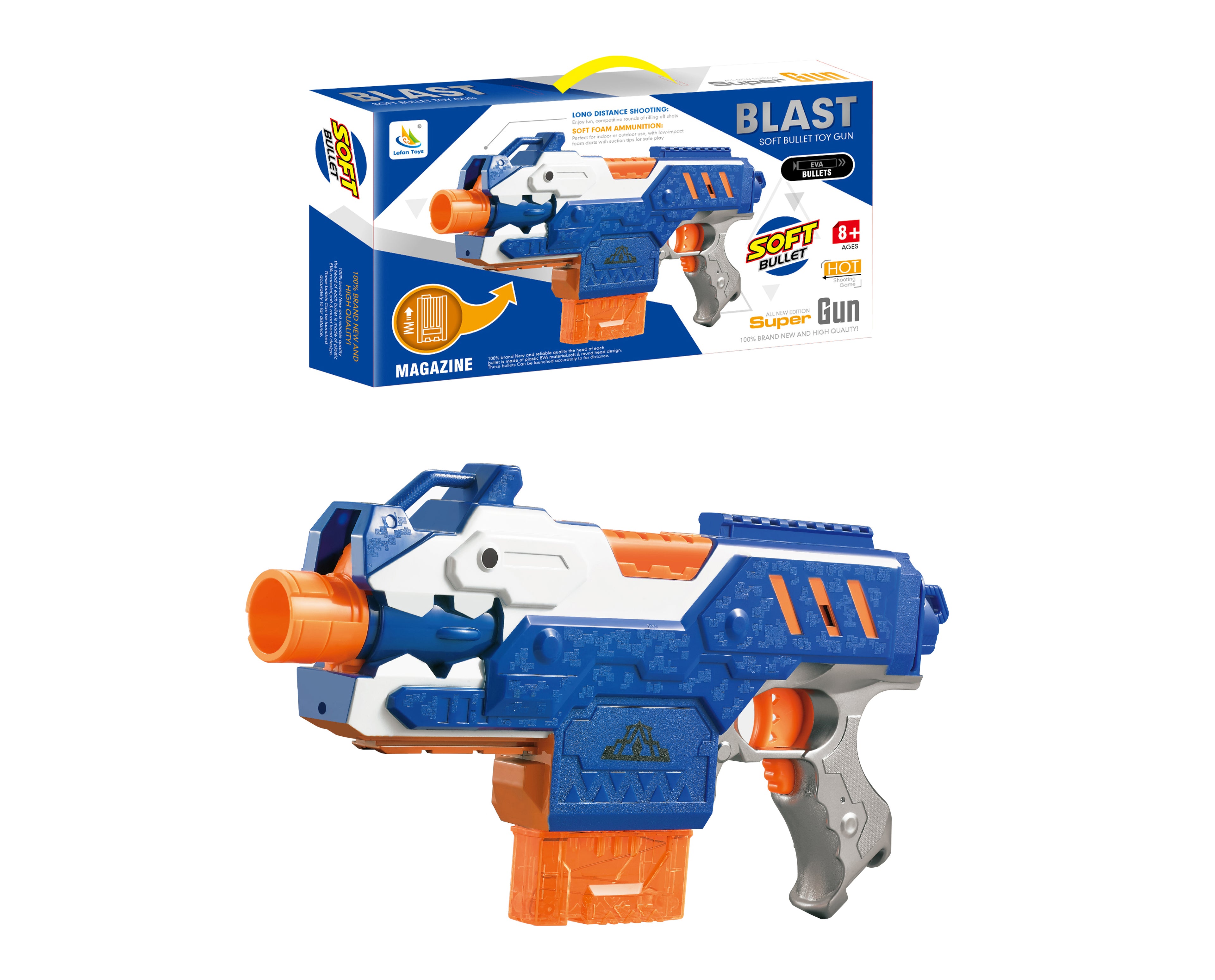 Blast Soft Bullet Toy Gun with Magazine & EVA Foam Bullets