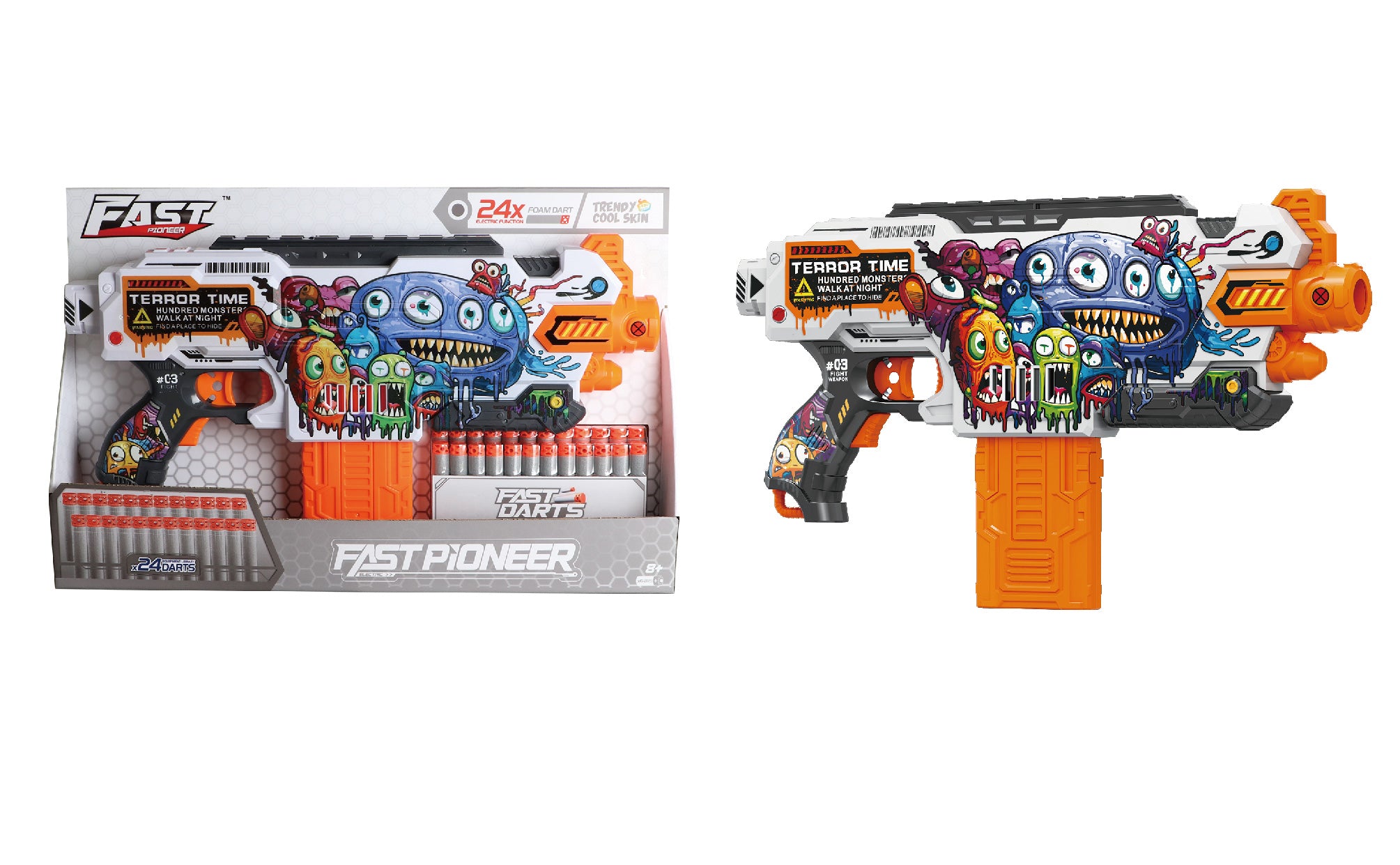 Fast Pioneer Terror Time Foam Dart Blaster Gun with 24 Soft Foam Darts