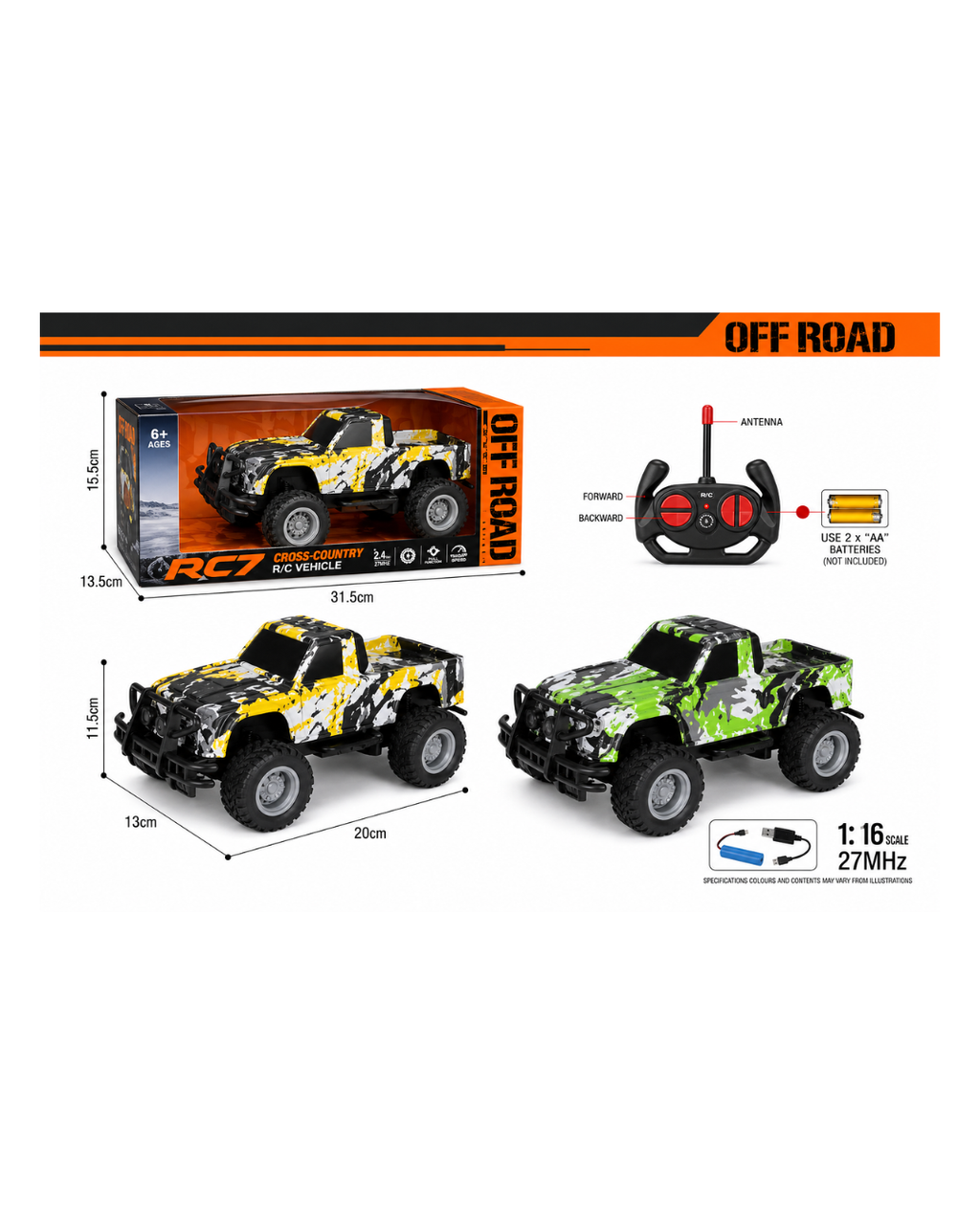 RC Off-Road Pickup Truck with Remote Control