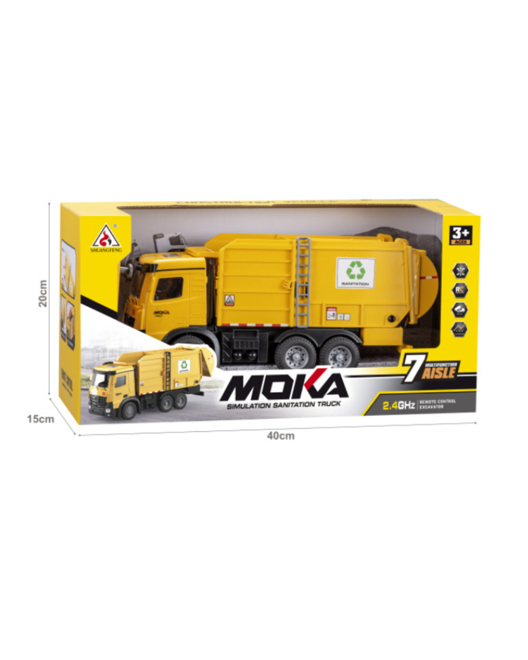 Remote Control Garbage Truck Toy with 7-Channel Control