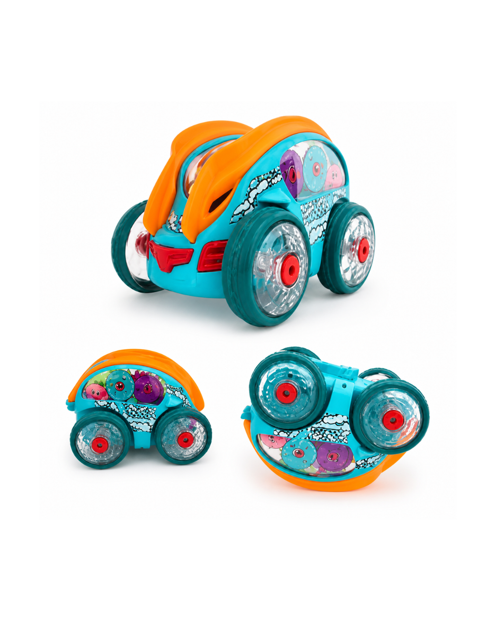360° Stunt Flip Car Toy with Light-Up Wheels