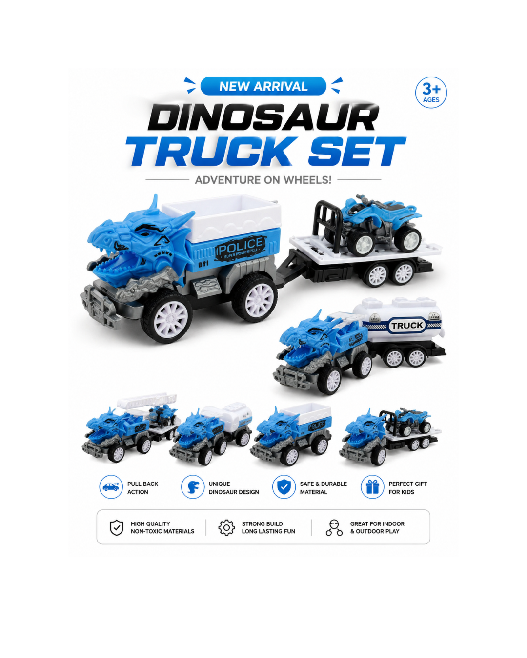 Dinosaur Truck Toy Set with Mini Vehicles
