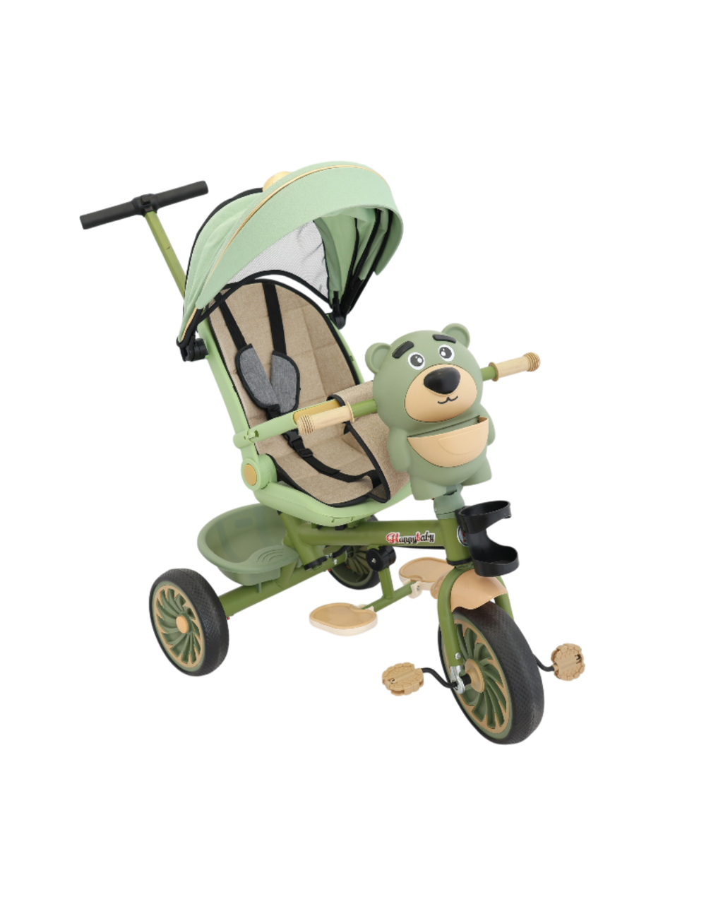 4-in-1 Kids Tricycle with Push Handle & Canopy