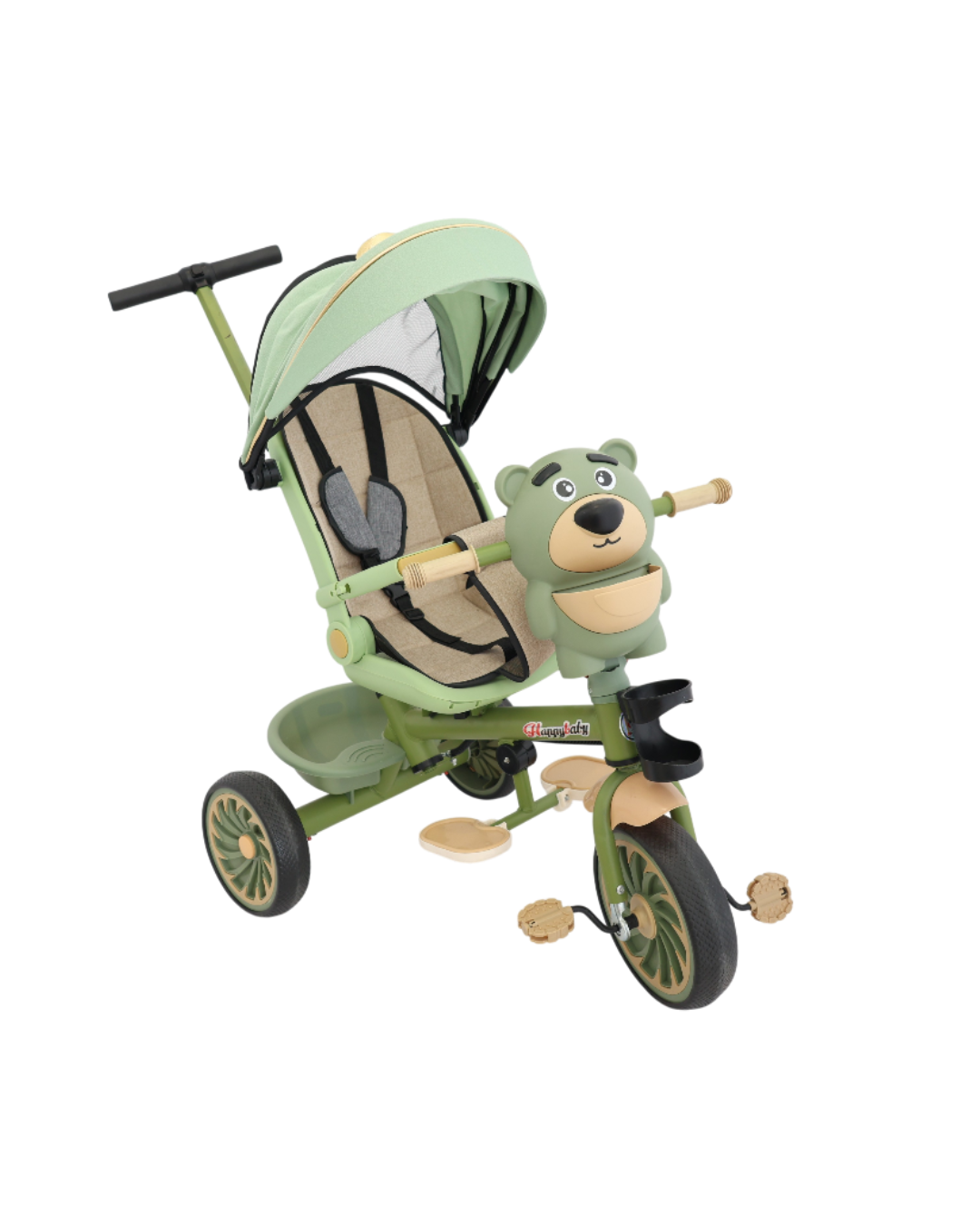 4-in-1 Kids Tricycle with Push Handle & Canopy