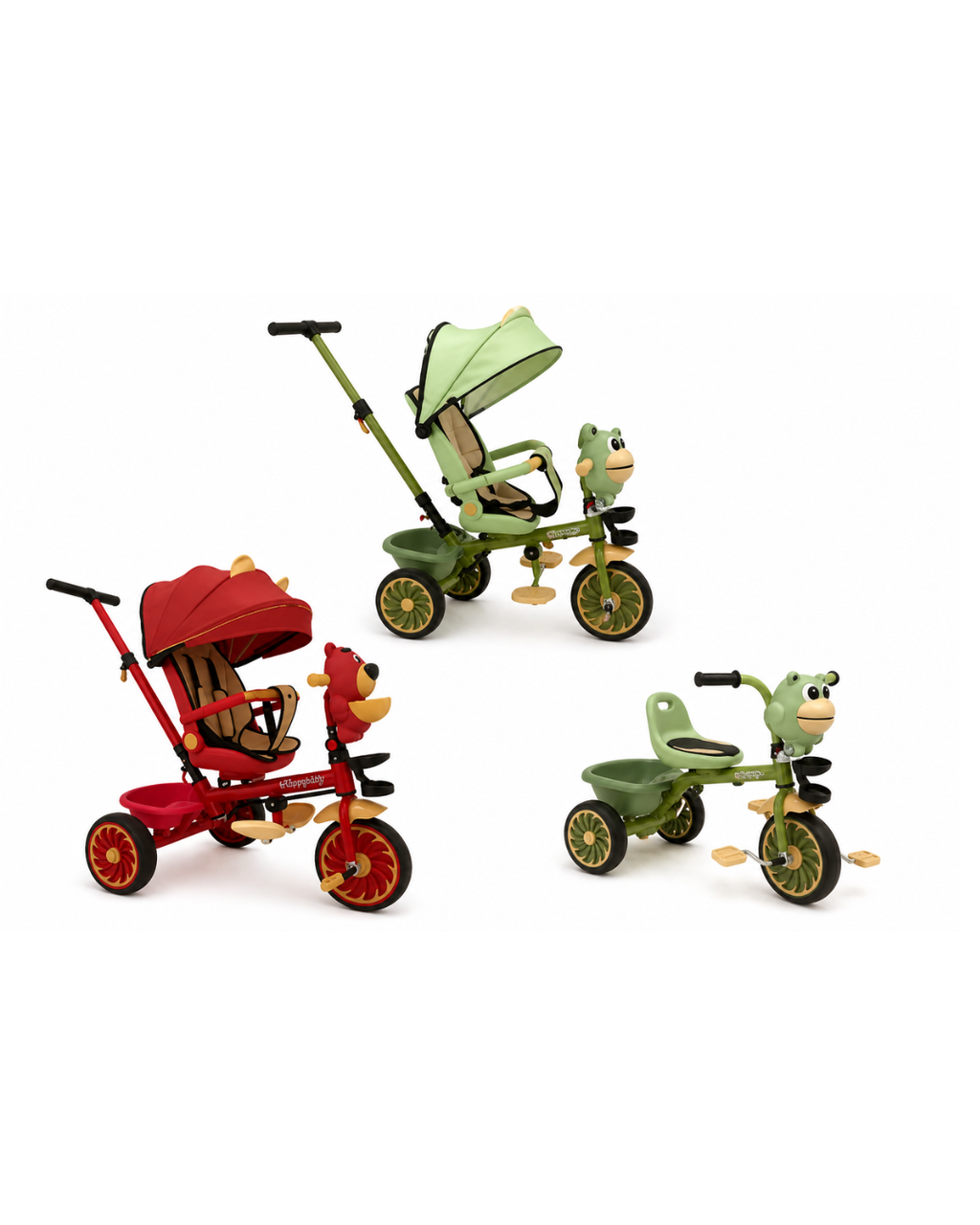 4-in-1 Kids Tricycle with Push Handle & Canopy