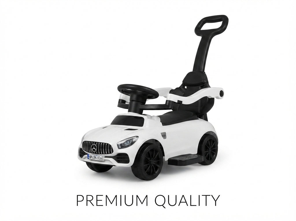 3-in-1 Kids Mercedes-Style Ride-On Push Car – Toddler Stroller with Parent Push Handle, Safety Guardrails & Footrests