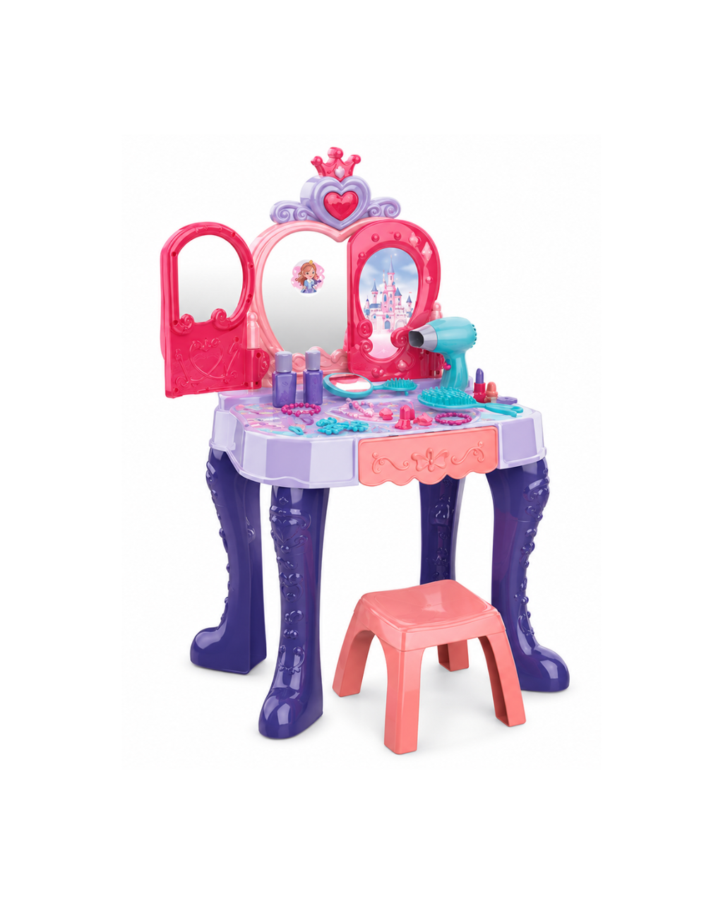 Beautiful Girl Induction Vanity Table Set – Light, Sound & Hair Dryer Toy