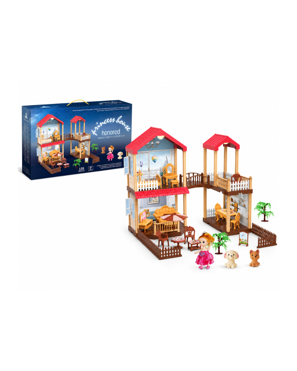 Princess Home Doll House Play Set with Furniture & Accessories