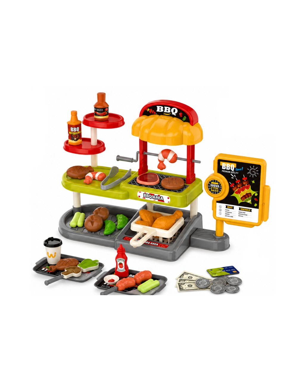 Kids BBQ Shop Play Set – 56 Pieces Interactive Kitchen Toy