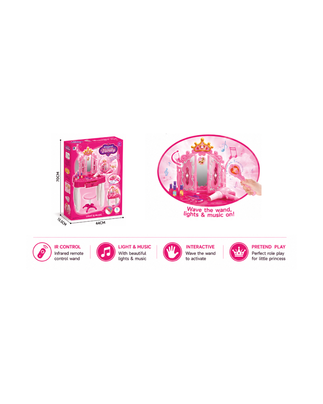 IR Control Vanity Beauty Dressing Table Set