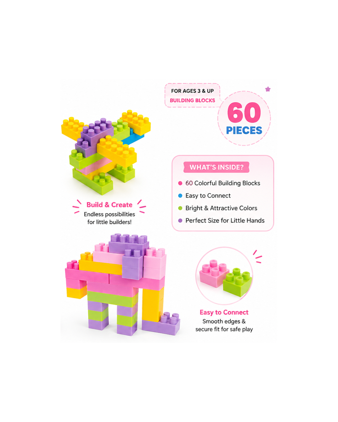 60 Pieces Building Blocks Set – Happy Family Creative Blocks