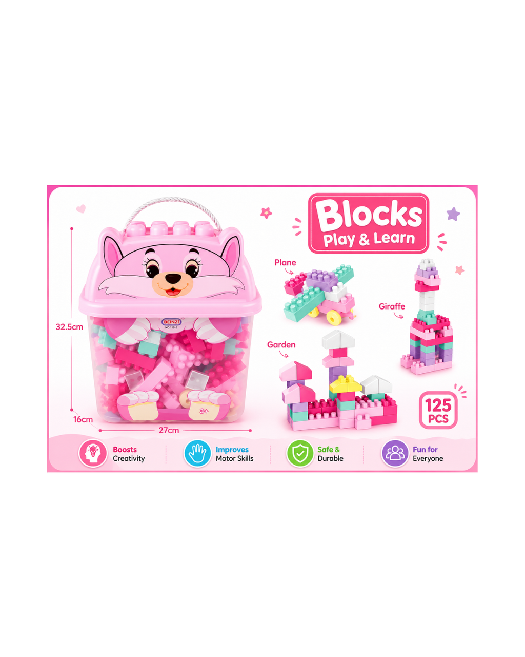 125 Pieces Blocks Play & Learn – Creative Building Blocks Set