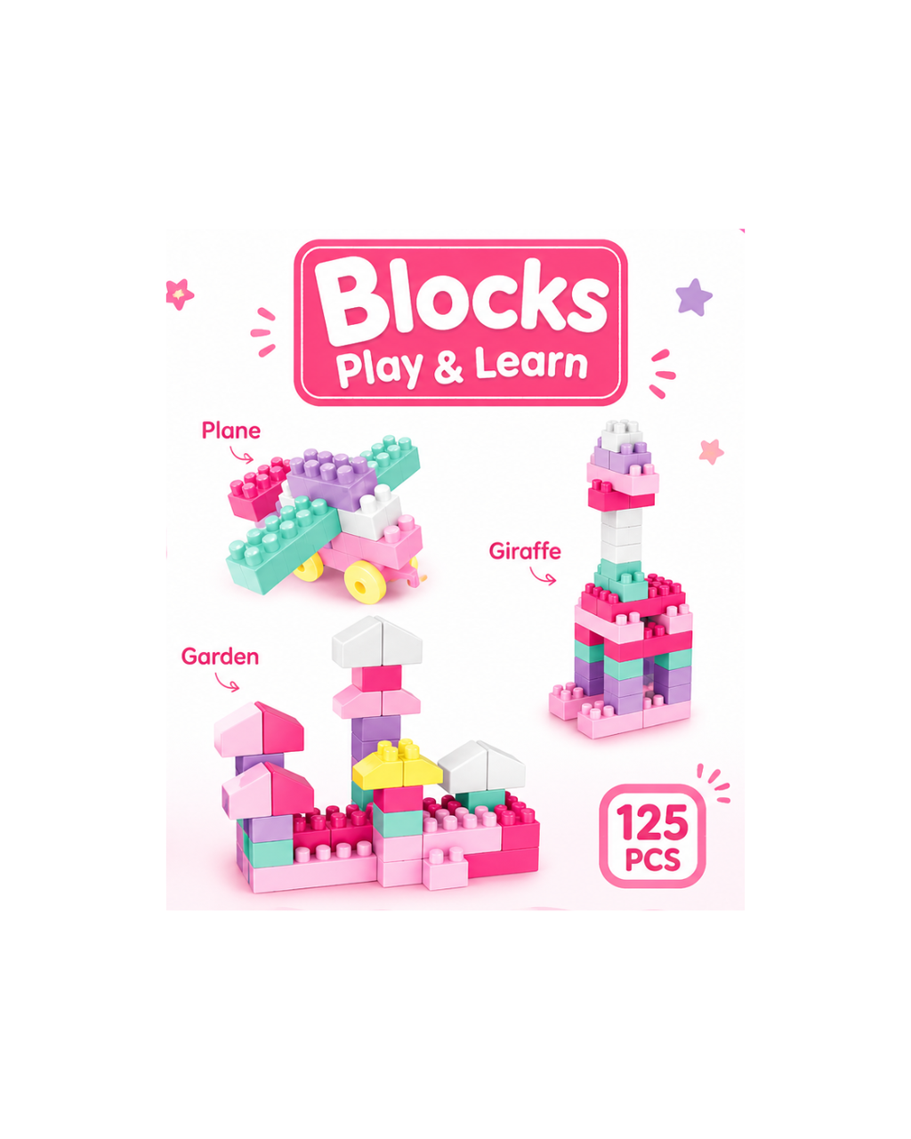 125 Pieces Blocks Play & Learn – Creative Building Blocks Set