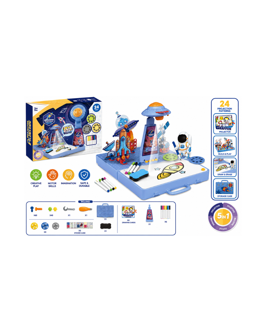 5-in-1 Fun Graffiti Projector Drawing Set – Space Adventure Learning Toy