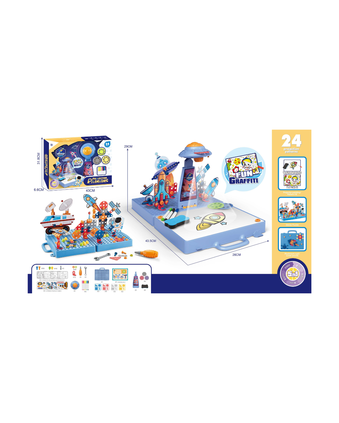 5-in-1 Fun Graffiti Projector Drawing Set – Space Adventure Learning Toy