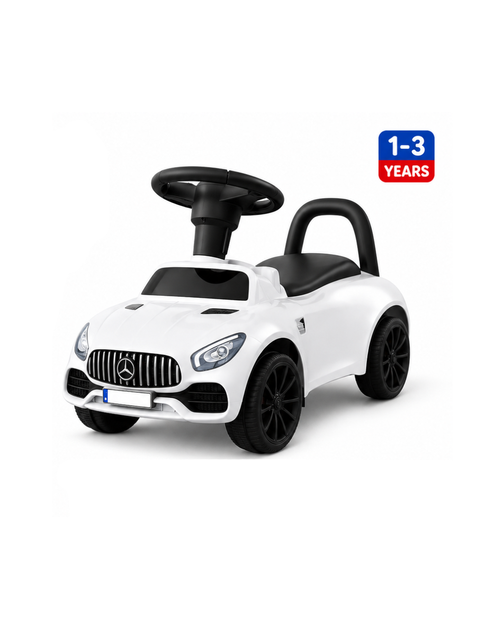 Kids Ride-On Push Car with Steering Wheel & Back Support
