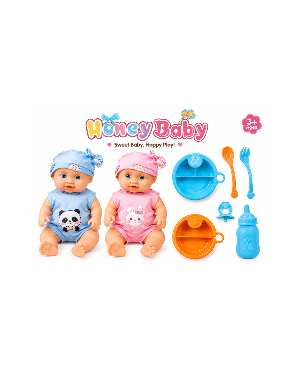 Honey Baby Doll Feeding Play Set with Sound & Accessories