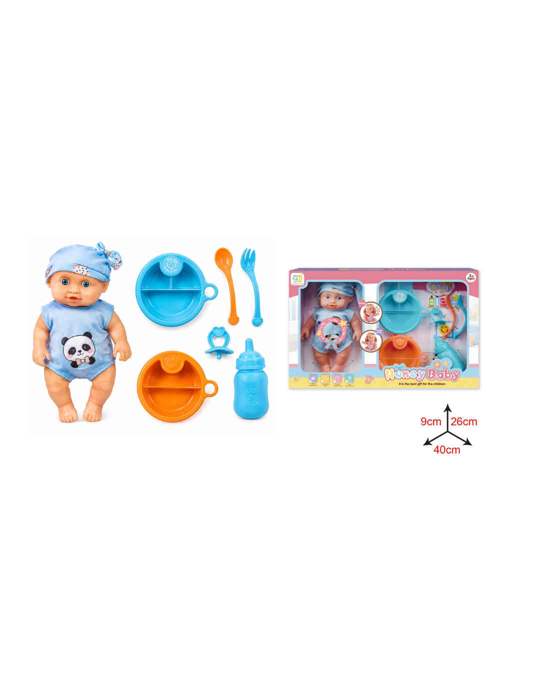 Honey Baby Doll Feeding Play Set with Sound & Accessories
