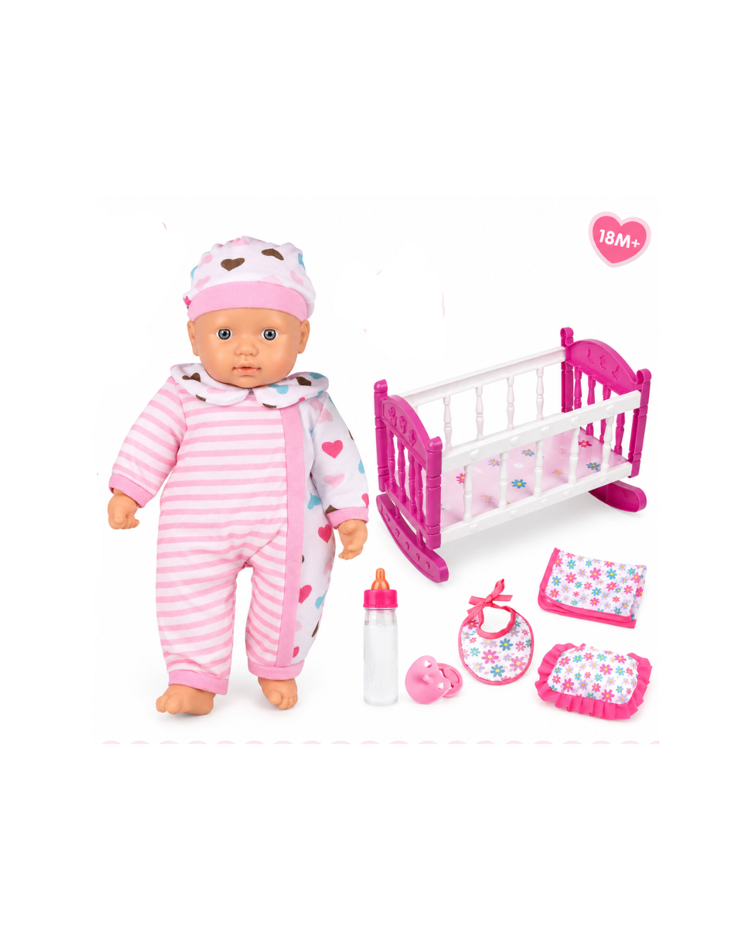 Sweet Baby Doll with Crib & Accessories – 16” Doll Set