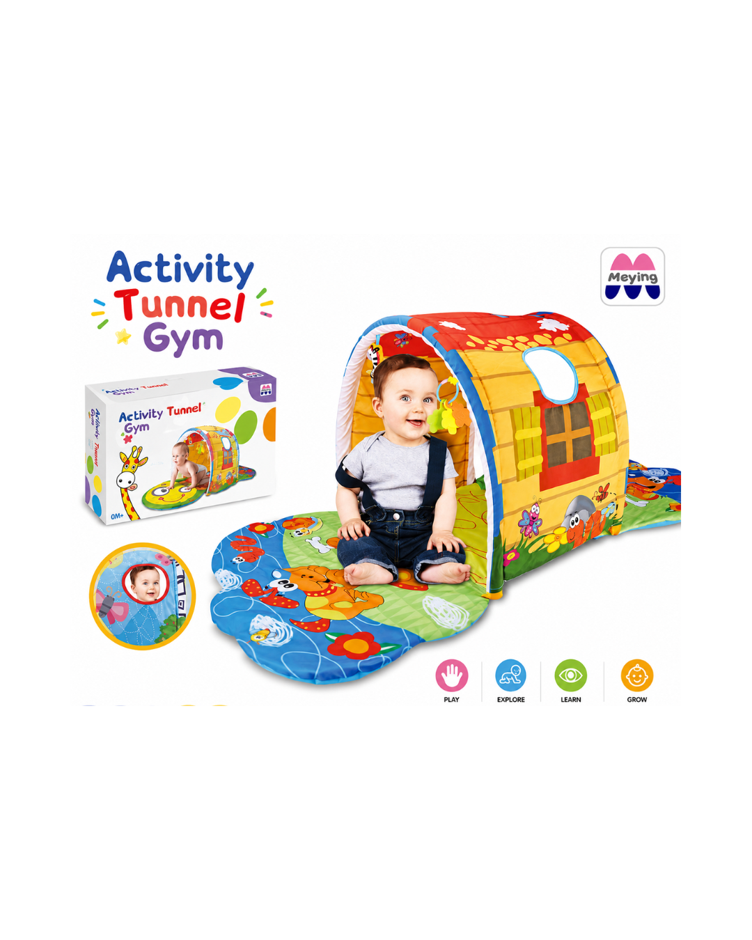 Baby Activity Tunnel Gym Play Mat for Crawling & Sensory Play