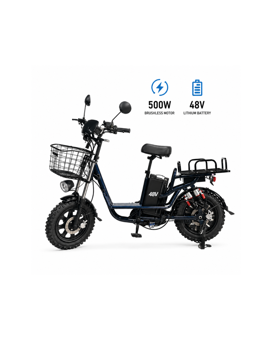 48V 500W Electric Scooter Bike with Disc & Motor Brake System