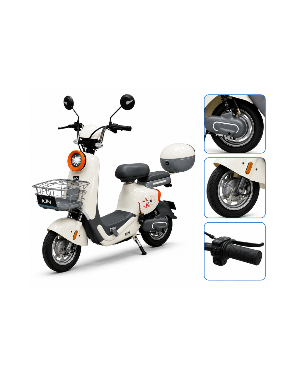 48V 350W Electric Scooter Bike with Smart Display & Basket