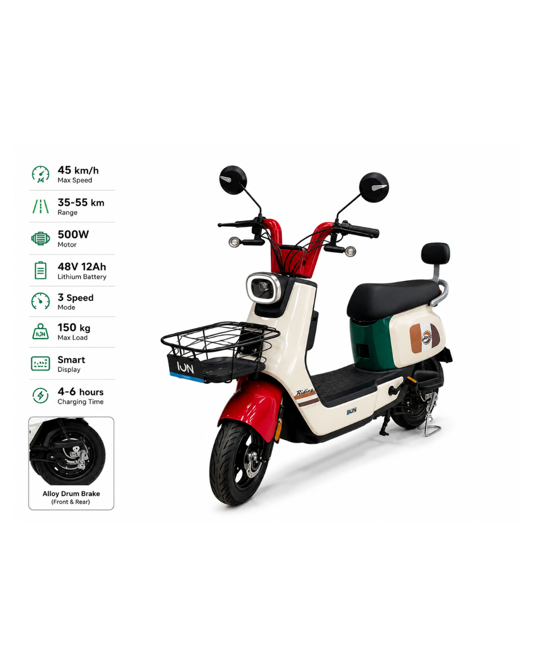 500W Electric Scooter with Smart Display & Front Basket