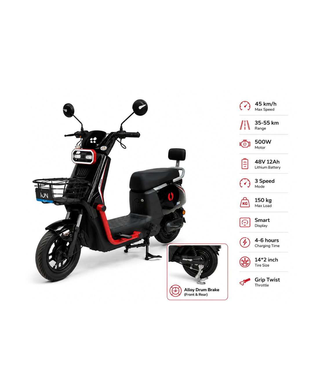 500W Smart Electric Scooter with Front Basket
