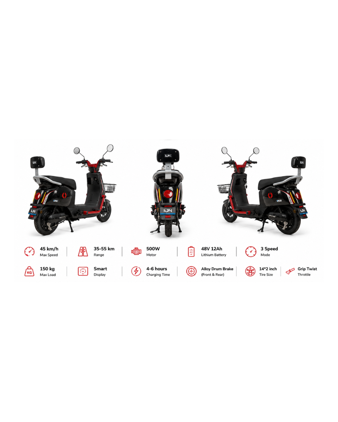 500W Smart Electric Scooter with Front Basket