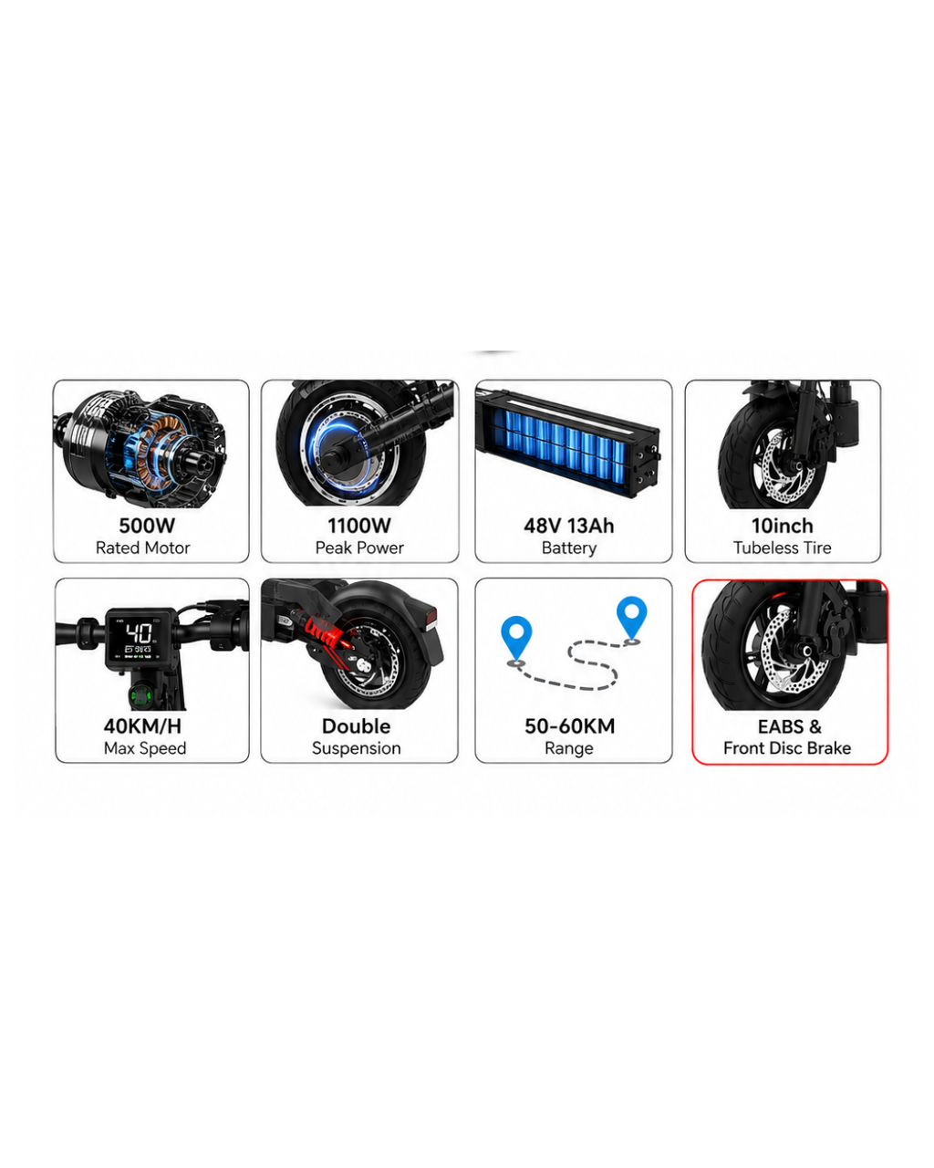 500W Foldable Electric Scooter 48V 13Ah