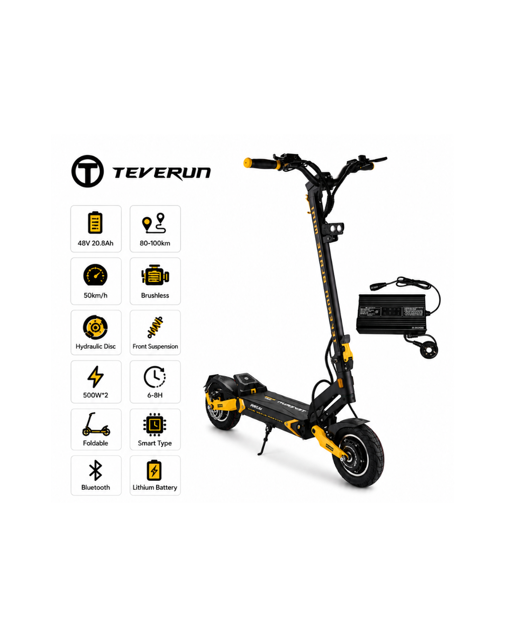 Teverun Dual Motor Electric Scooter 48V 20.8Ah