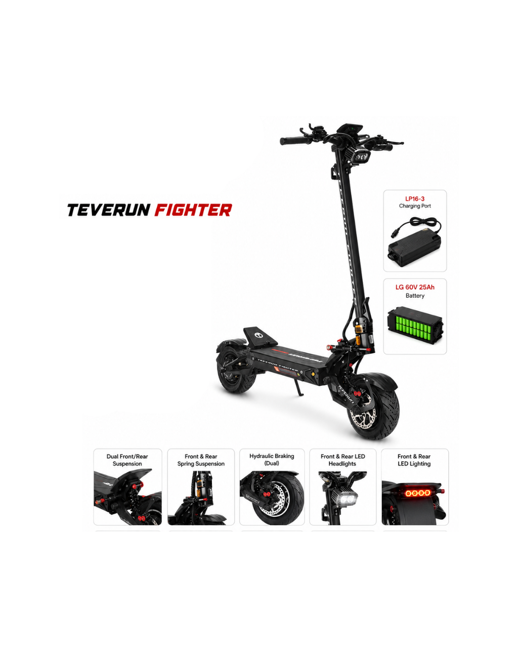 Teverun Fighter Electric Scooter 60V 25Ah