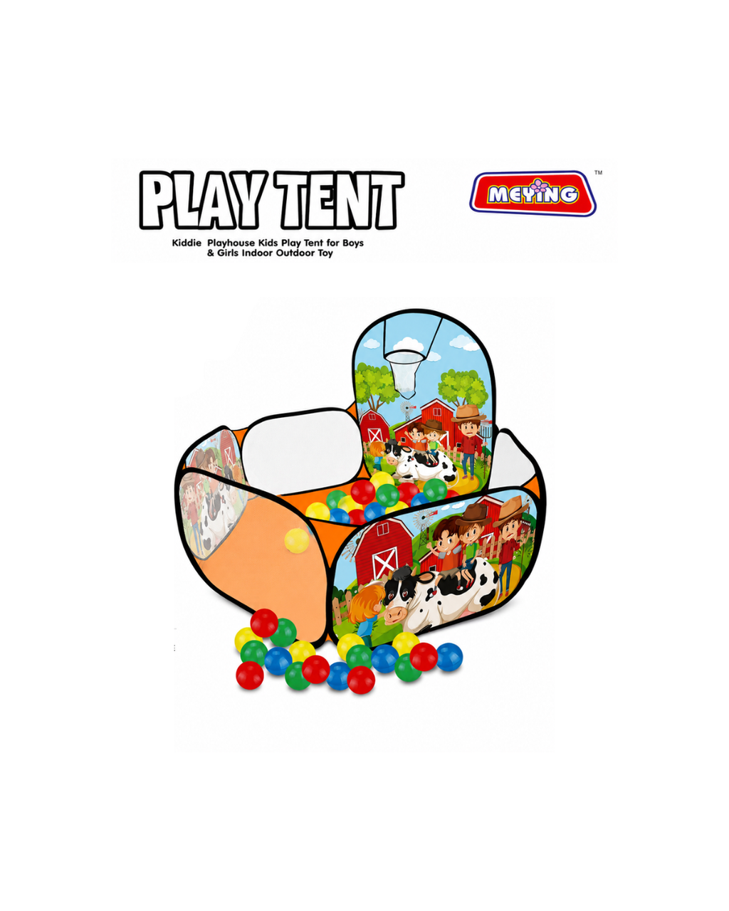 Kids Farm Theme Play Tent with 100 Balls