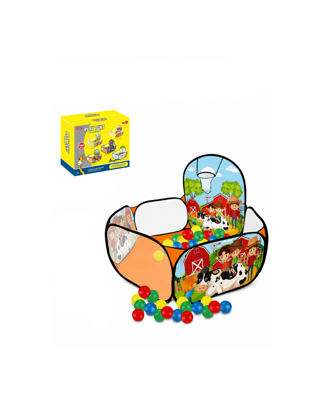 Kids Farm Theme Play Tent with 100 Balls