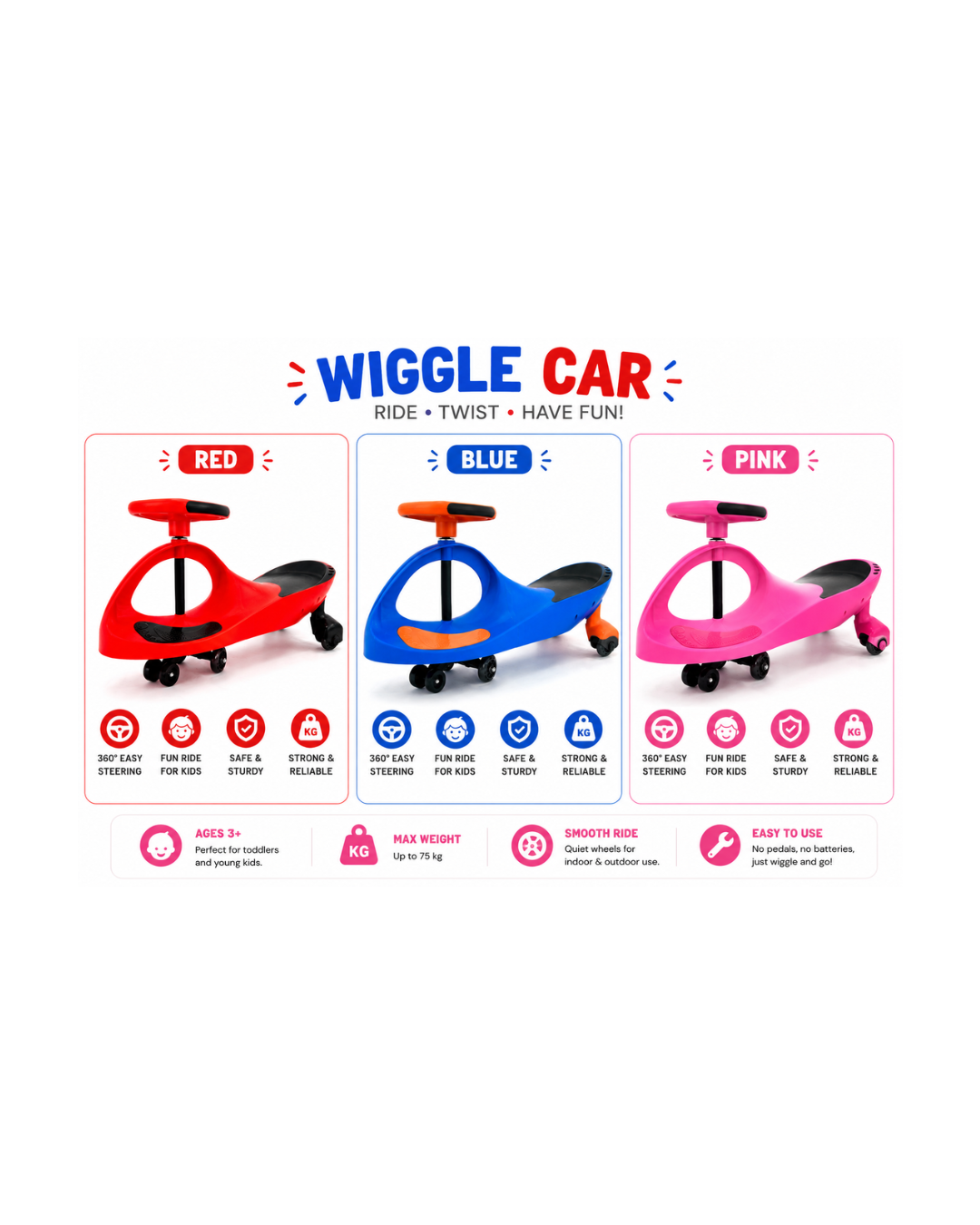 Kids Wiggle Car Ride-On Swing Car
