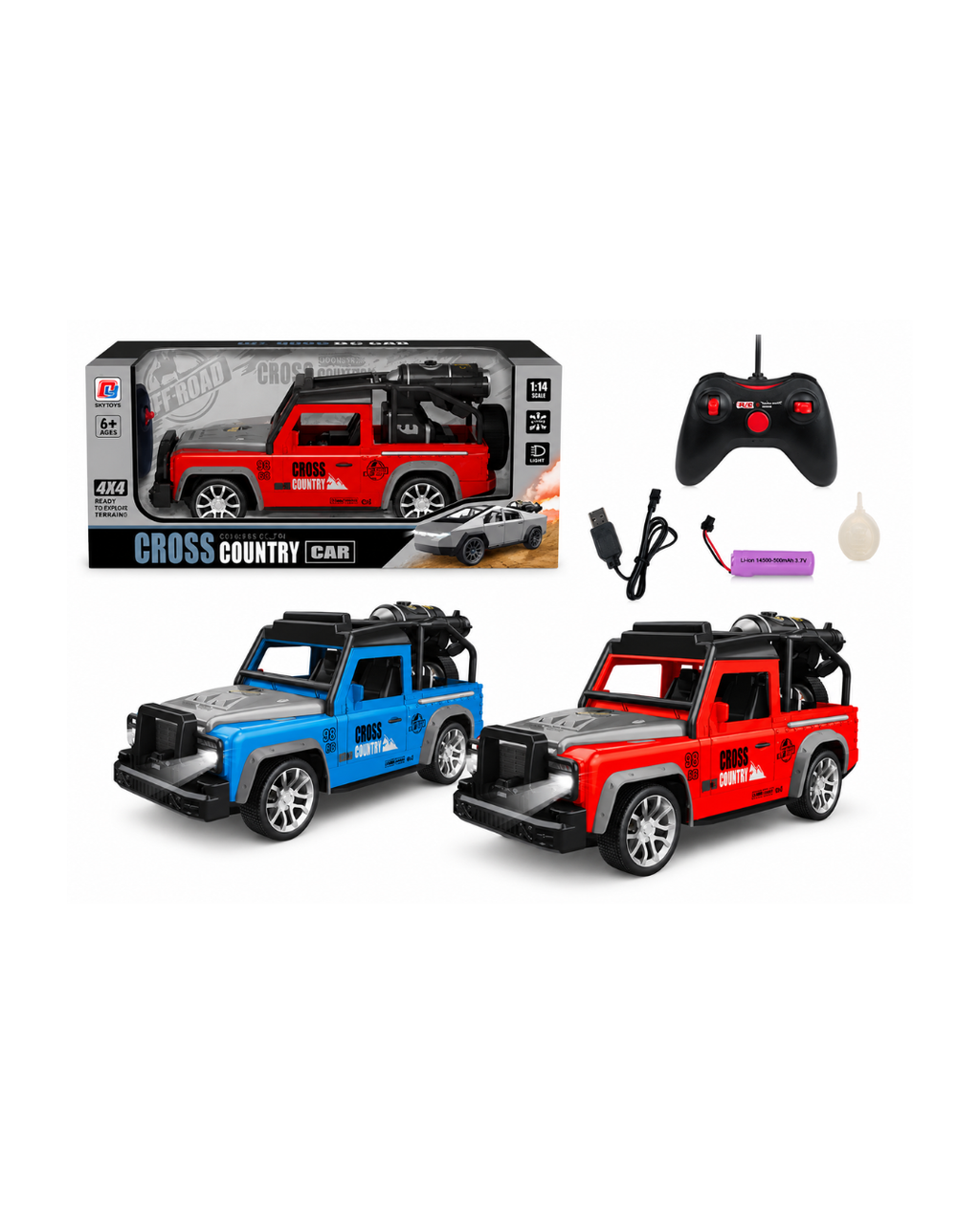 1:14 Cross Country RC 4x4 Car – Rechargeable Remote Control Vehicle
