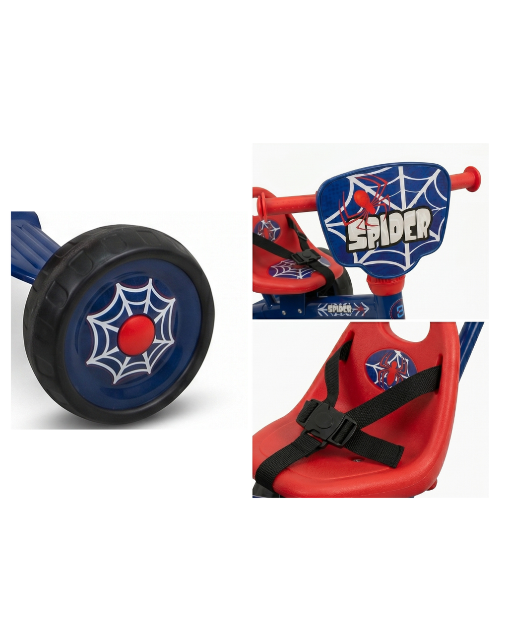 Spider-Man Inspired Kids' Tricycle with Parent Push Handle
