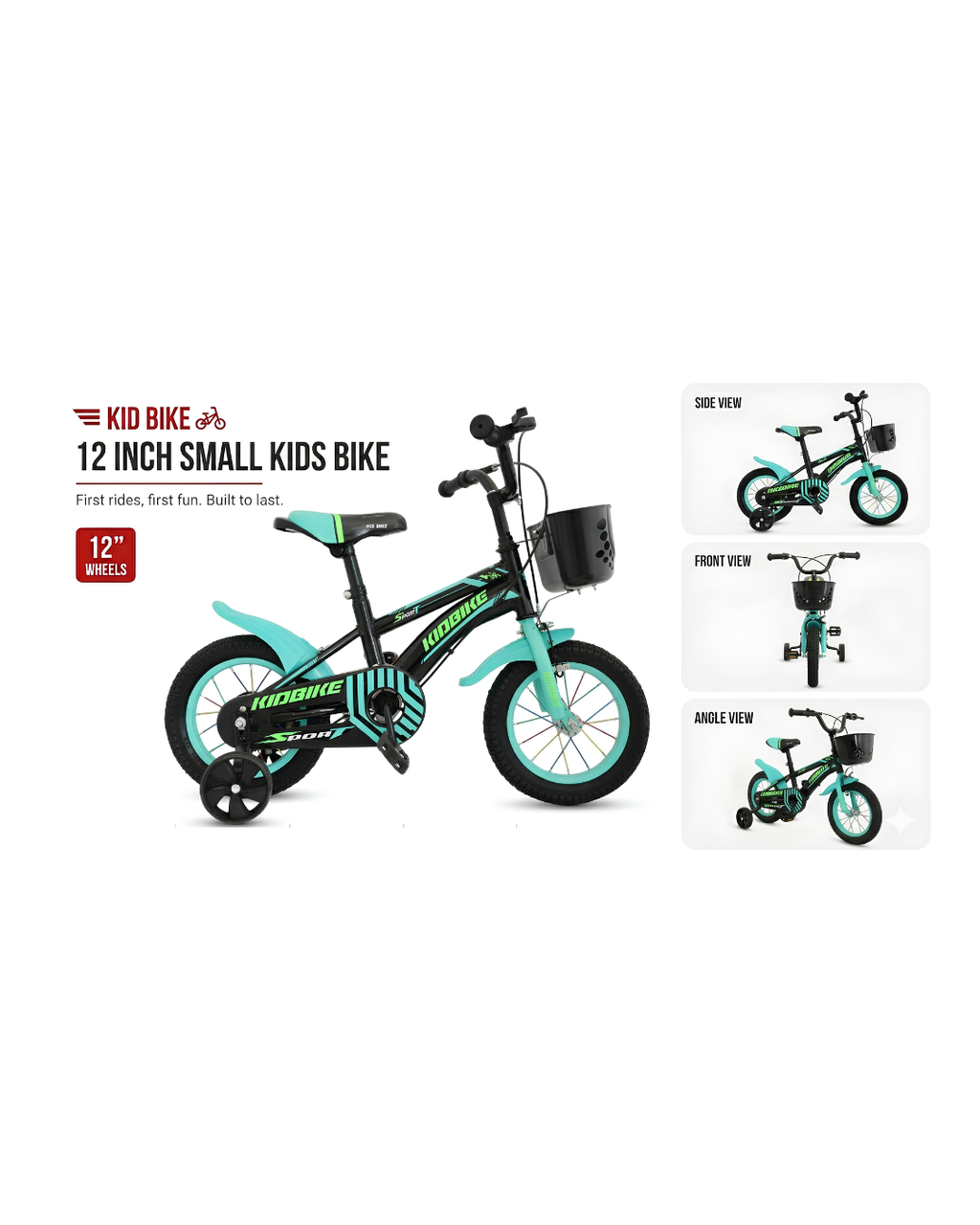 Premium 12-Inch Kids' Sport Bike with Training Wheels & Front Basket