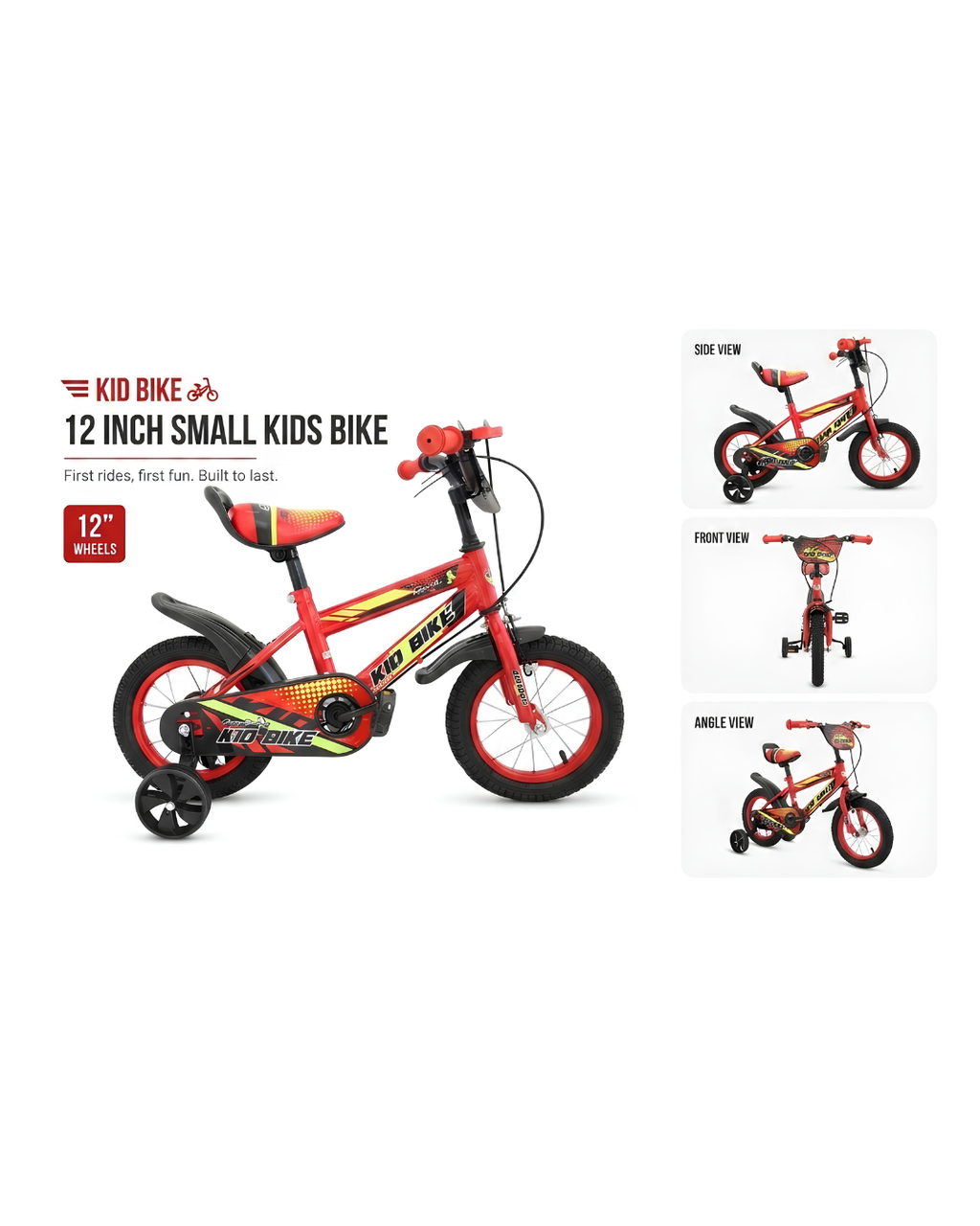 Premium 12-Inch Kids' Sport Bike with Training Wheels & Front Basket