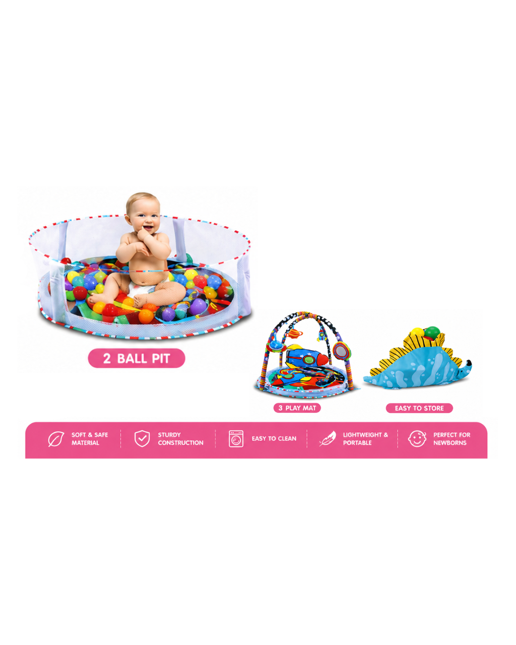 3-in-1 Ultimate Baby Play Gym, Mat & Ball Pit