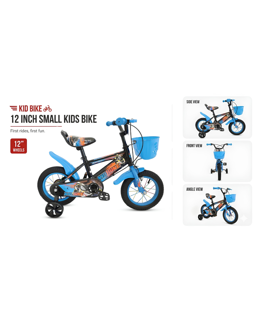 Premium 12-Inch Kids' Sport Bike with Training Wheels & Front Basket