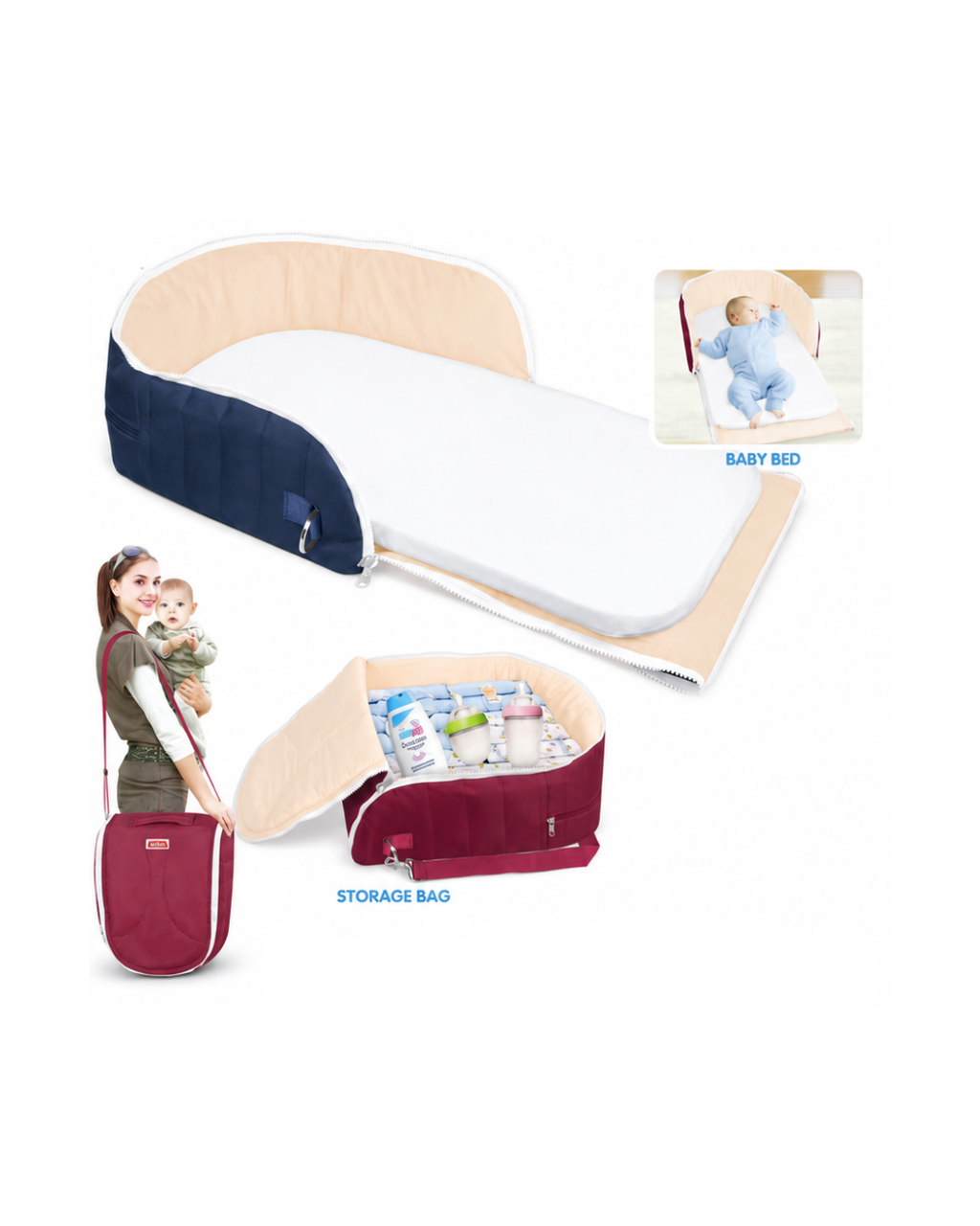 2-in-1 Multifunctional Portable Baby Bed & Travel Storage Bag