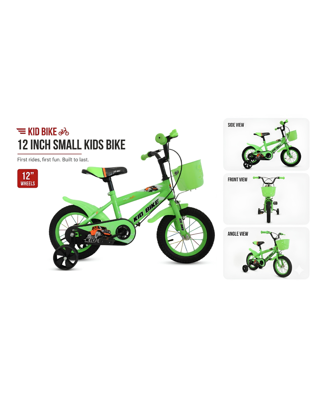 Premium 12-Inch Kids' Sport Bike with Training Wheels & Front Basket