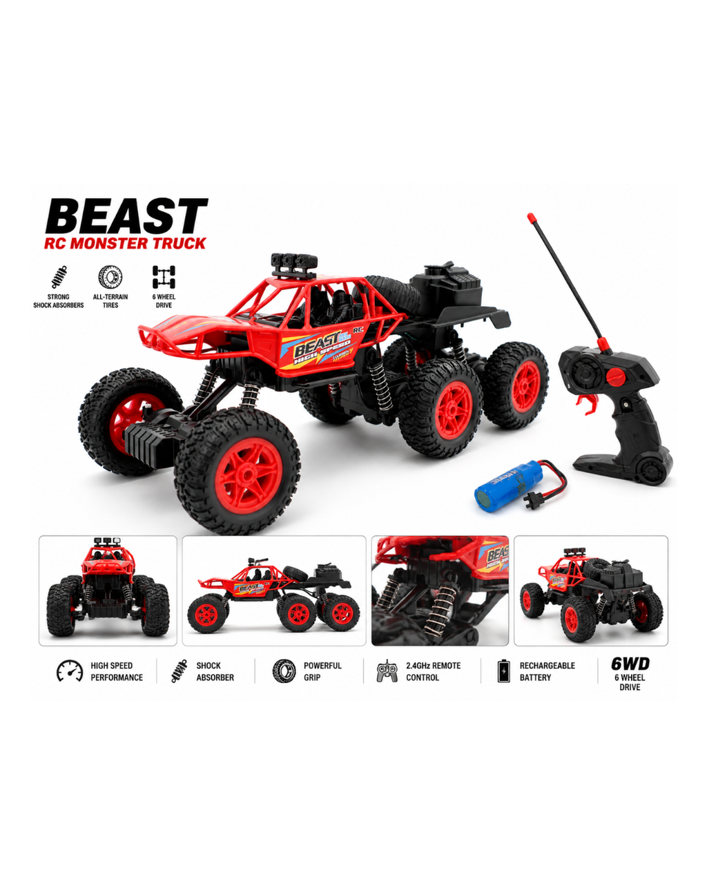 Remote Control Off-Road Monster Truck Toy