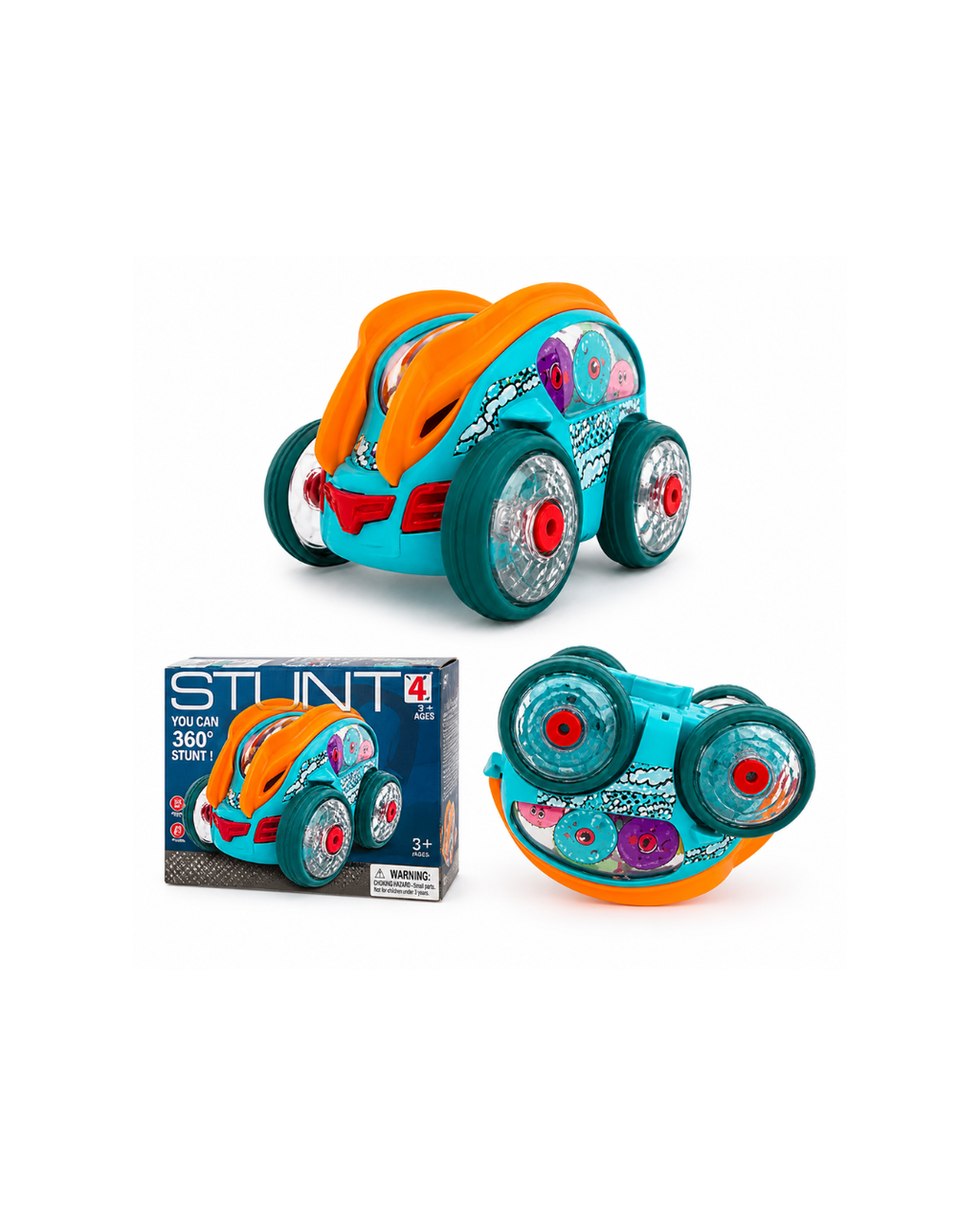 360° Stunt Flip Car Toy with Light-Up Wheels