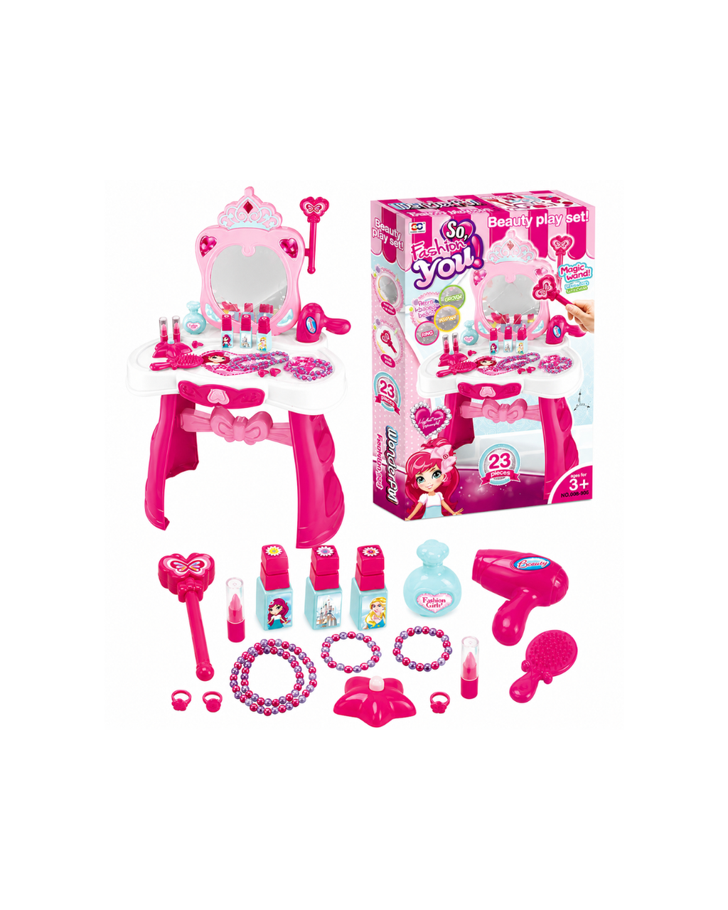 Kids Beauty Play Set Dressing Table with Magic Mirror & Accessories