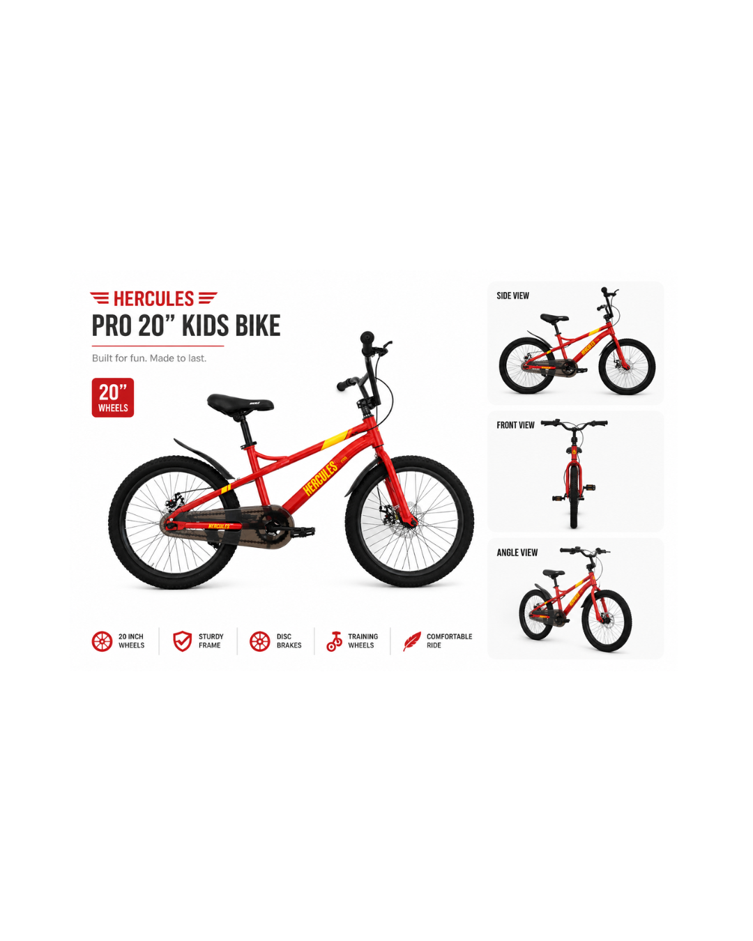 Hercules Pro 20” Kids Bicycle with Disc Brakes