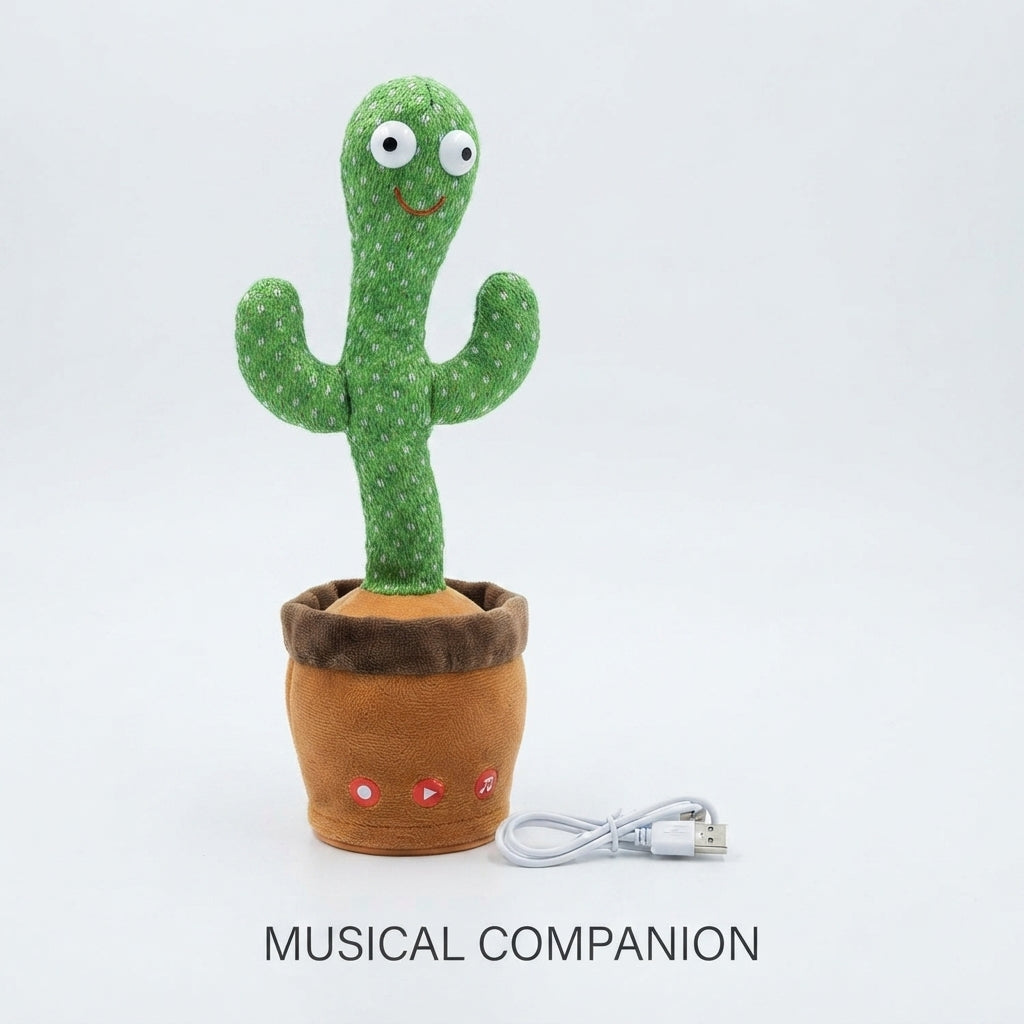 Interactive Dancing & Talking Cactus Plush Toy – USB Rechargeable Wiggle & Mimic Cactus with Music & Lights