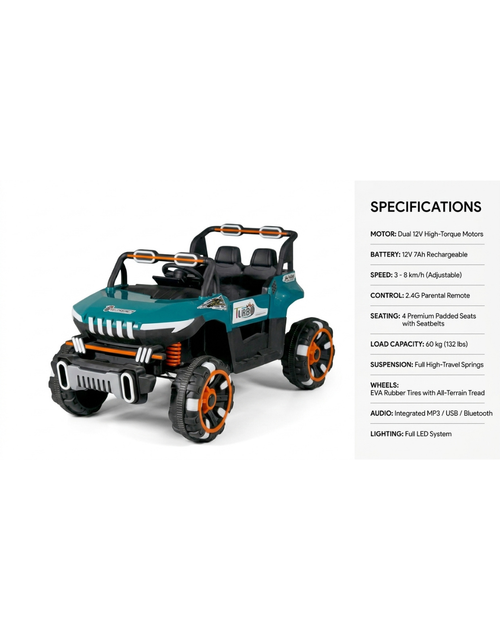 12V Kids Electric Ride-On Off-Road Jeep with Remote Control – 4 Seater
